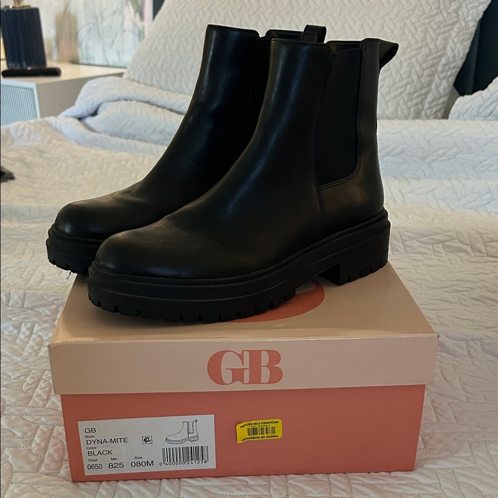 Gianni Bini Black Leather Platform Dyna-Mite Booties